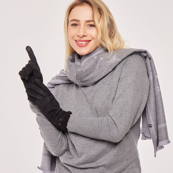 Gants à boucle en fausse fourrure de mouton avec boucle