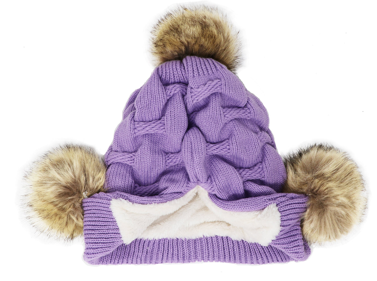 Scrunched Winter Pom Pom Knitted hat, One Size