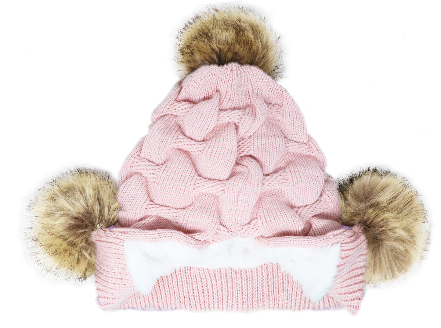 Scrunched Winter Pom Pom Knitted hat, One Size