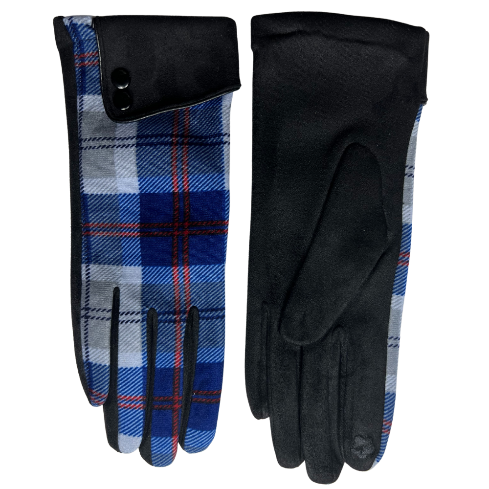 Gants pour dames tartan à manches doubles et boutons