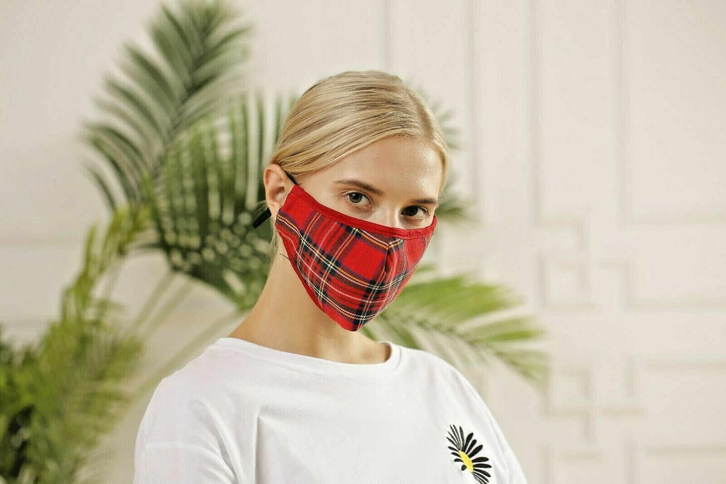 Masque facial tartan respirant traditionnel