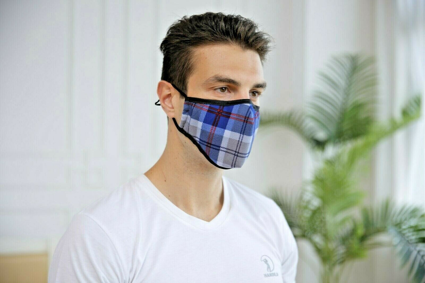 Masque facial tartan respirant traditionnel