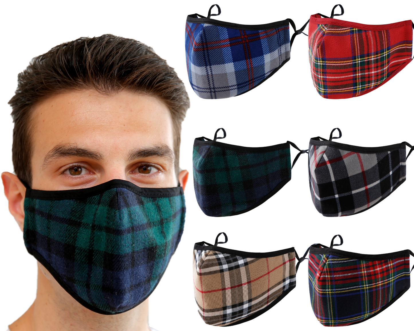 Masque facial tartan respirant traditionnel