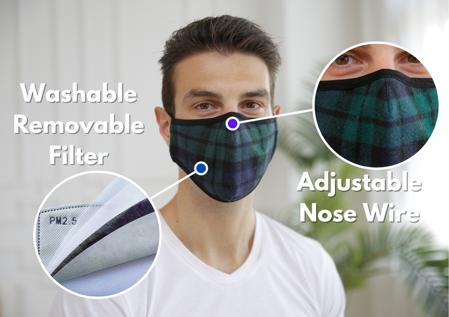 Masque facial tartan respirant traditionnel