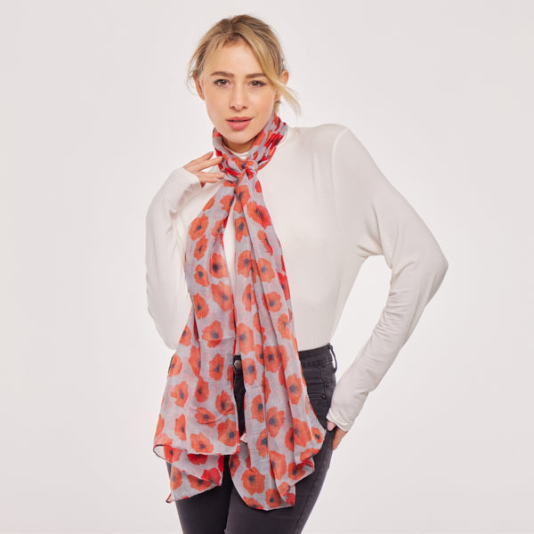 Lightweight All Seasons Floral Poppy Scarf (bestseller)