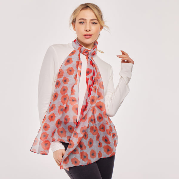 Lightweight All Seasons Floral Poppy Scarf (bestseller)