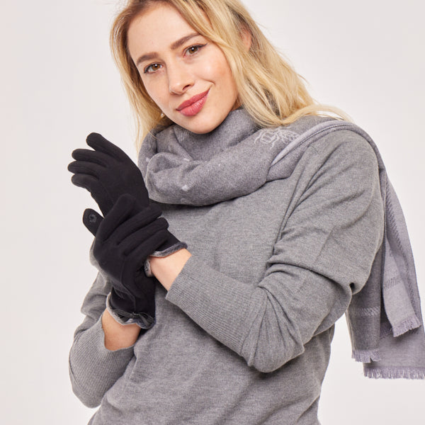 Faux-Fur Small Trim Gloves with Bowtie