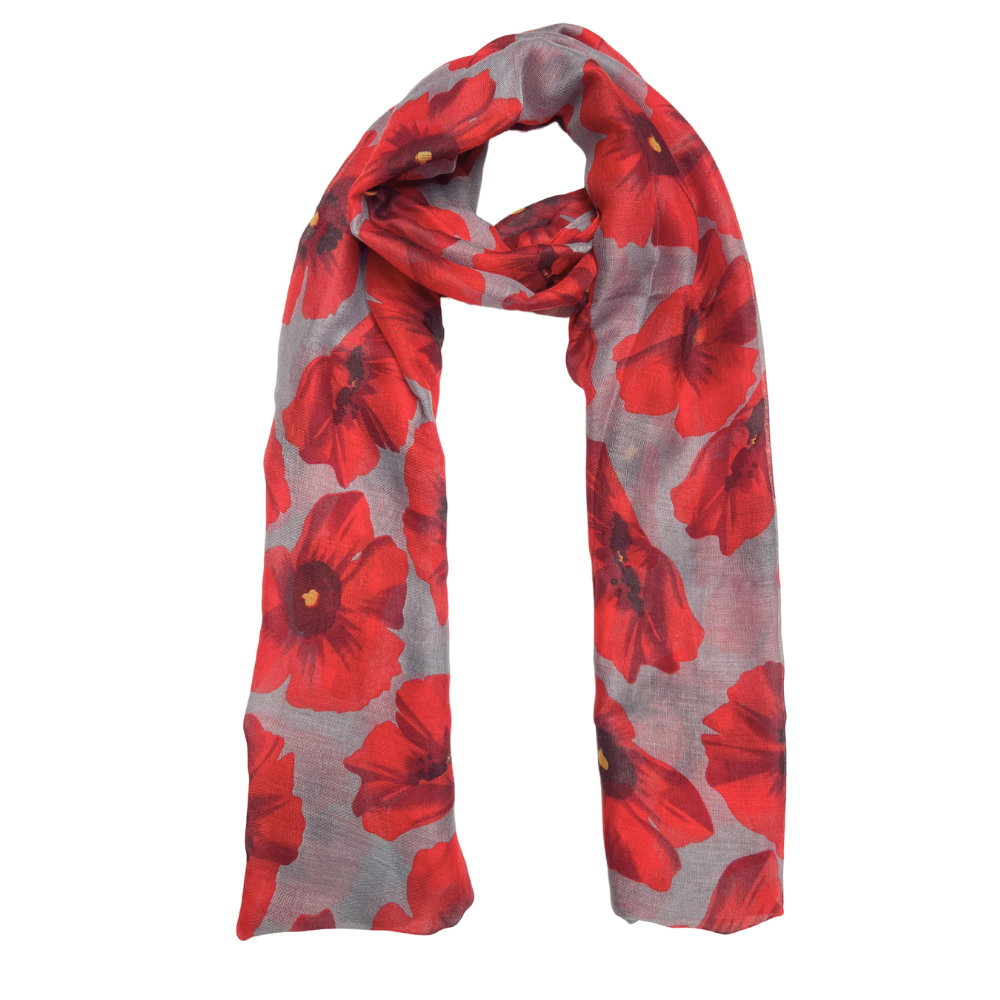 All Seasons Large Print Poppy Floral Scarf