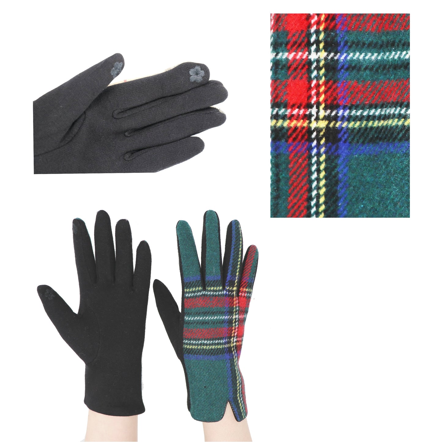 Traditional Ladies Tartan Gloves Touch Screen