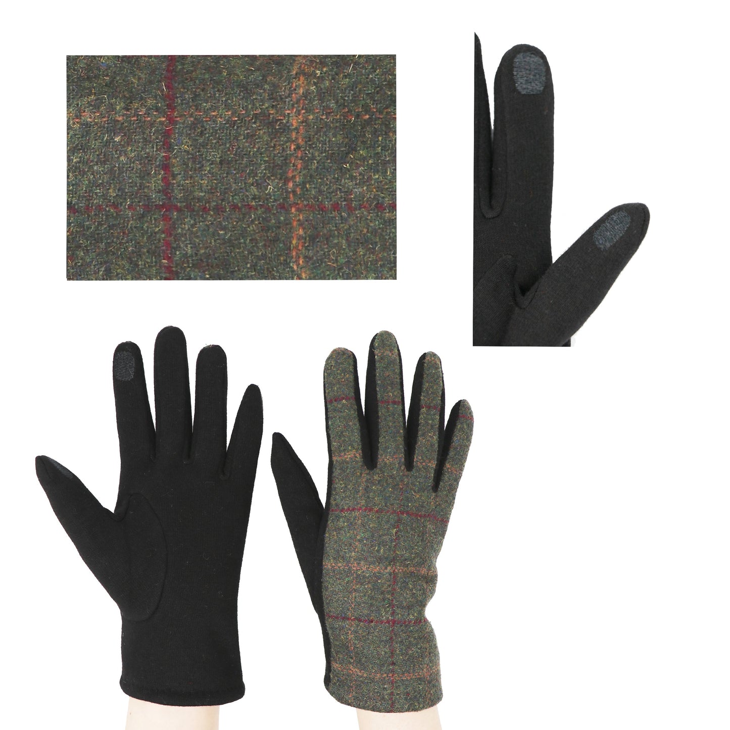 Mens Traditional Tartan gloves, One Size, Touchscreen Compatible