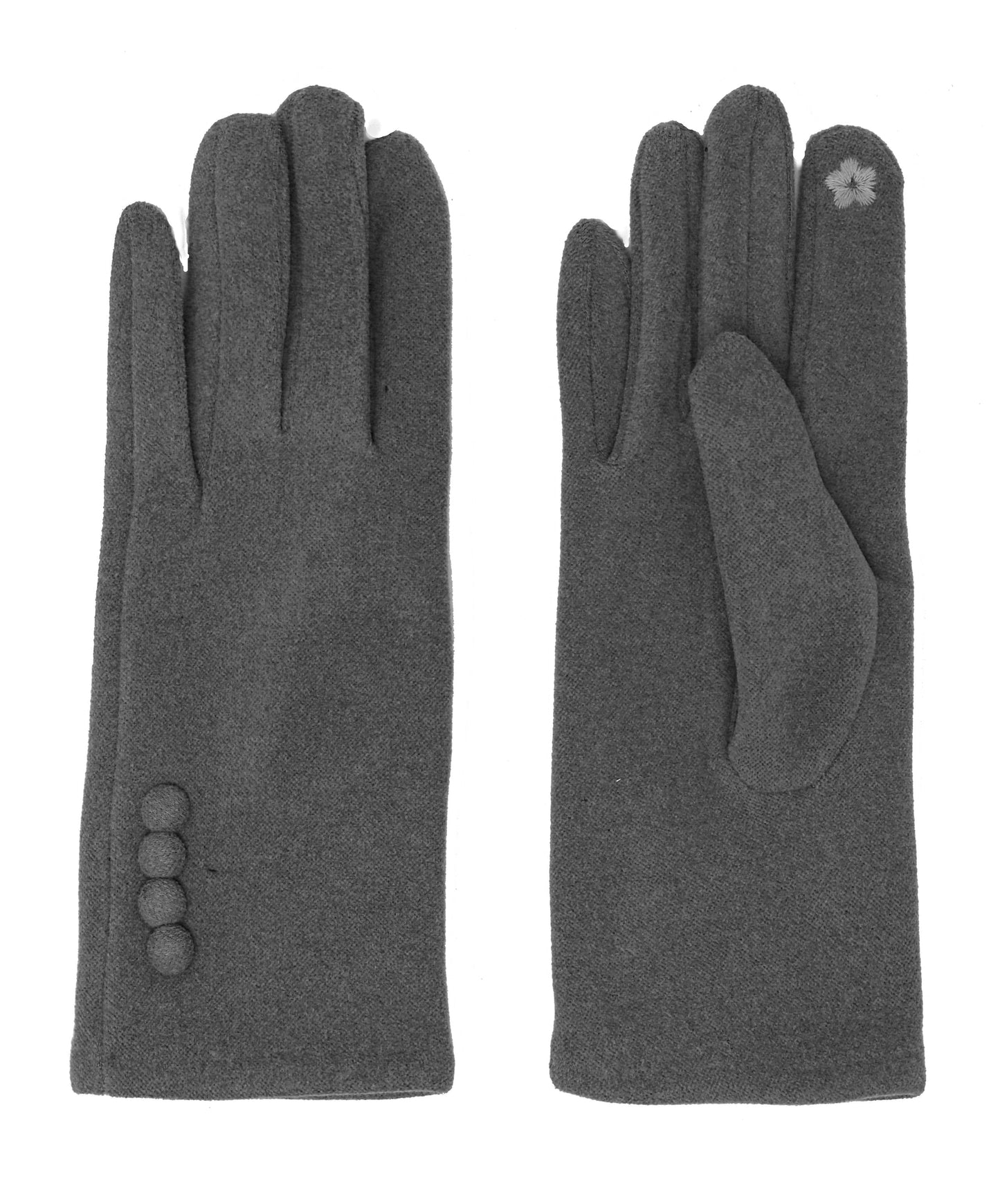 Four Button Touchscreen Plain Colour Gloves