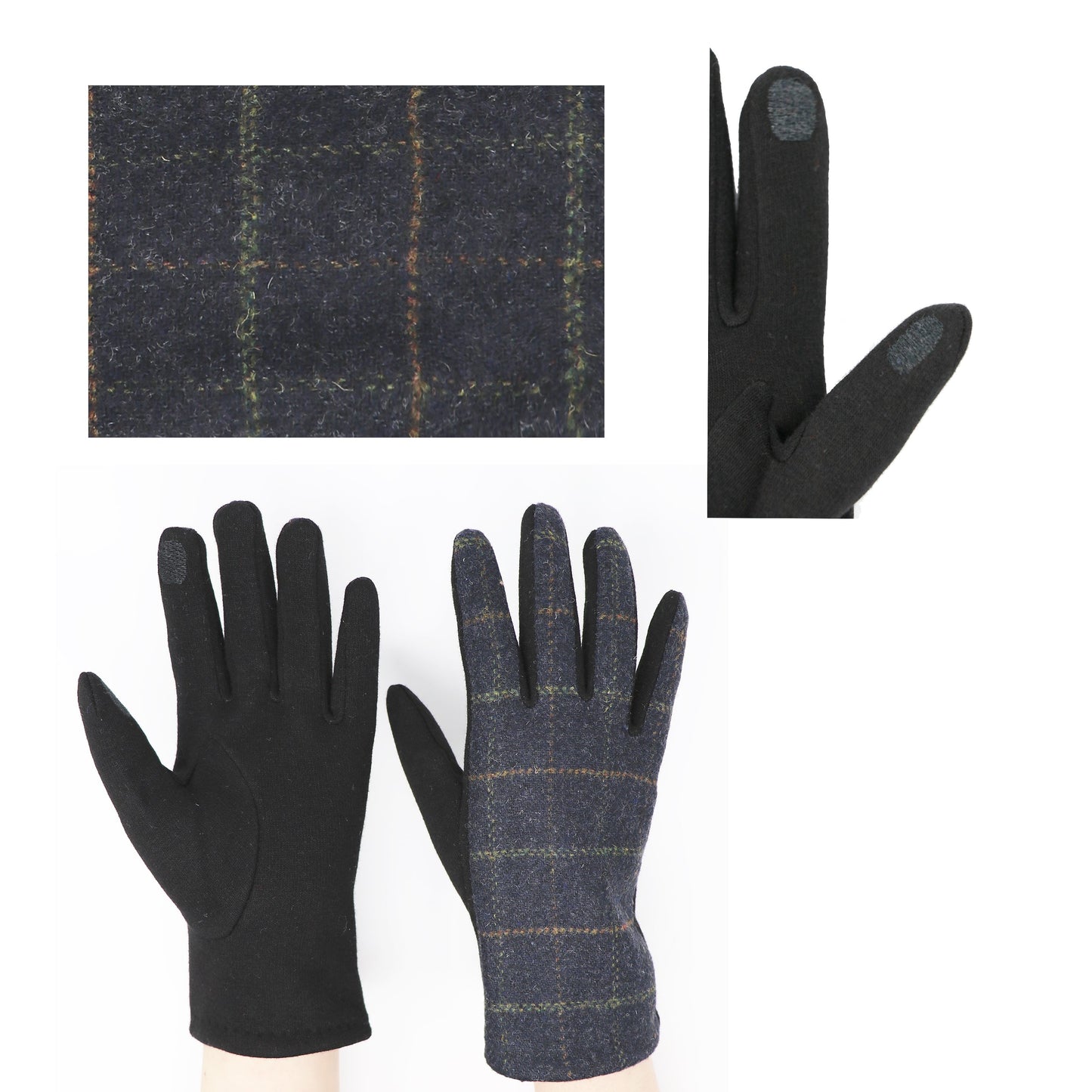 Mens Traditional Tartan gloves, One Size, Touchscreen Compatible