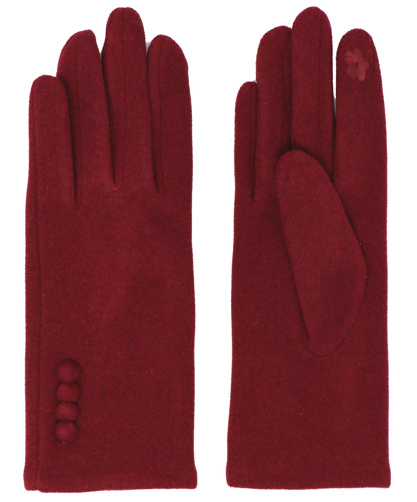 Four Button Touchscreen Plain Colour Gloves