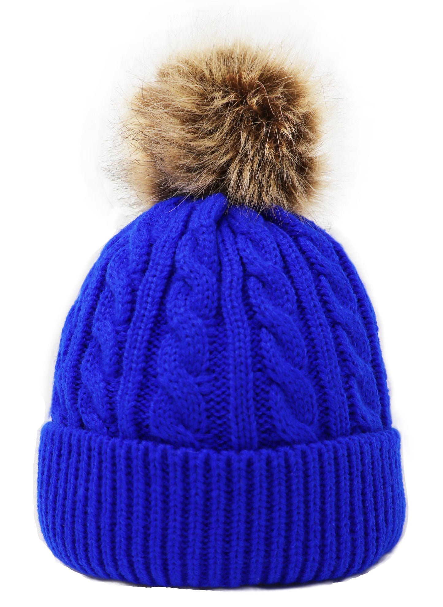 Kids Cable Knitted Pom Pom Hat