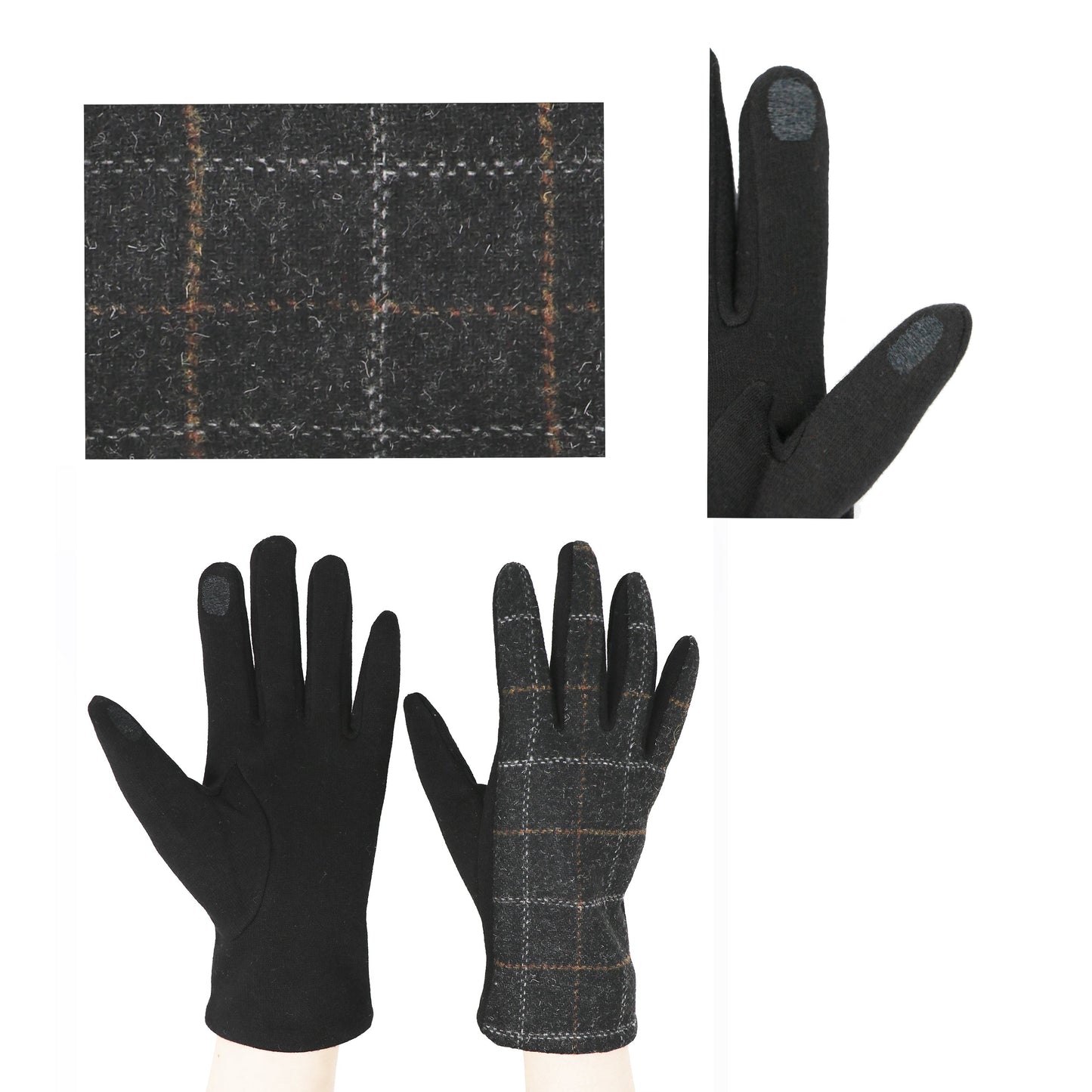 Gants tartan traditionnels pour hommes, taille unique, compatibles avec écran tactile