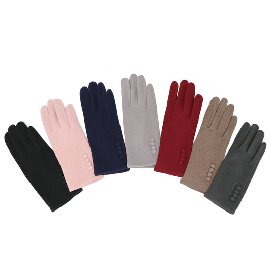 Four Button Touchscreen Plain Colour Gloves