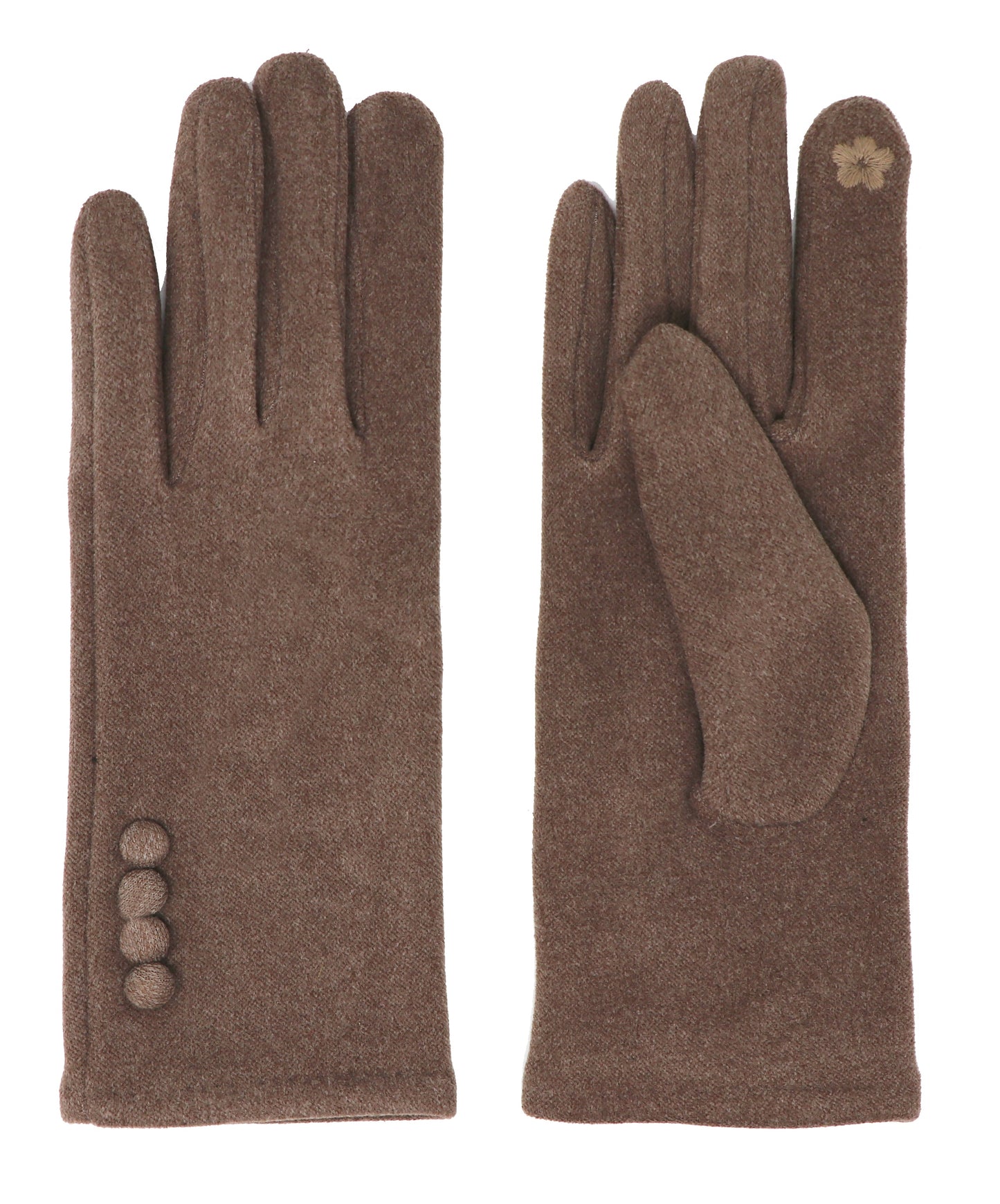 Four Button Touchscreen Plain Colour Gloves