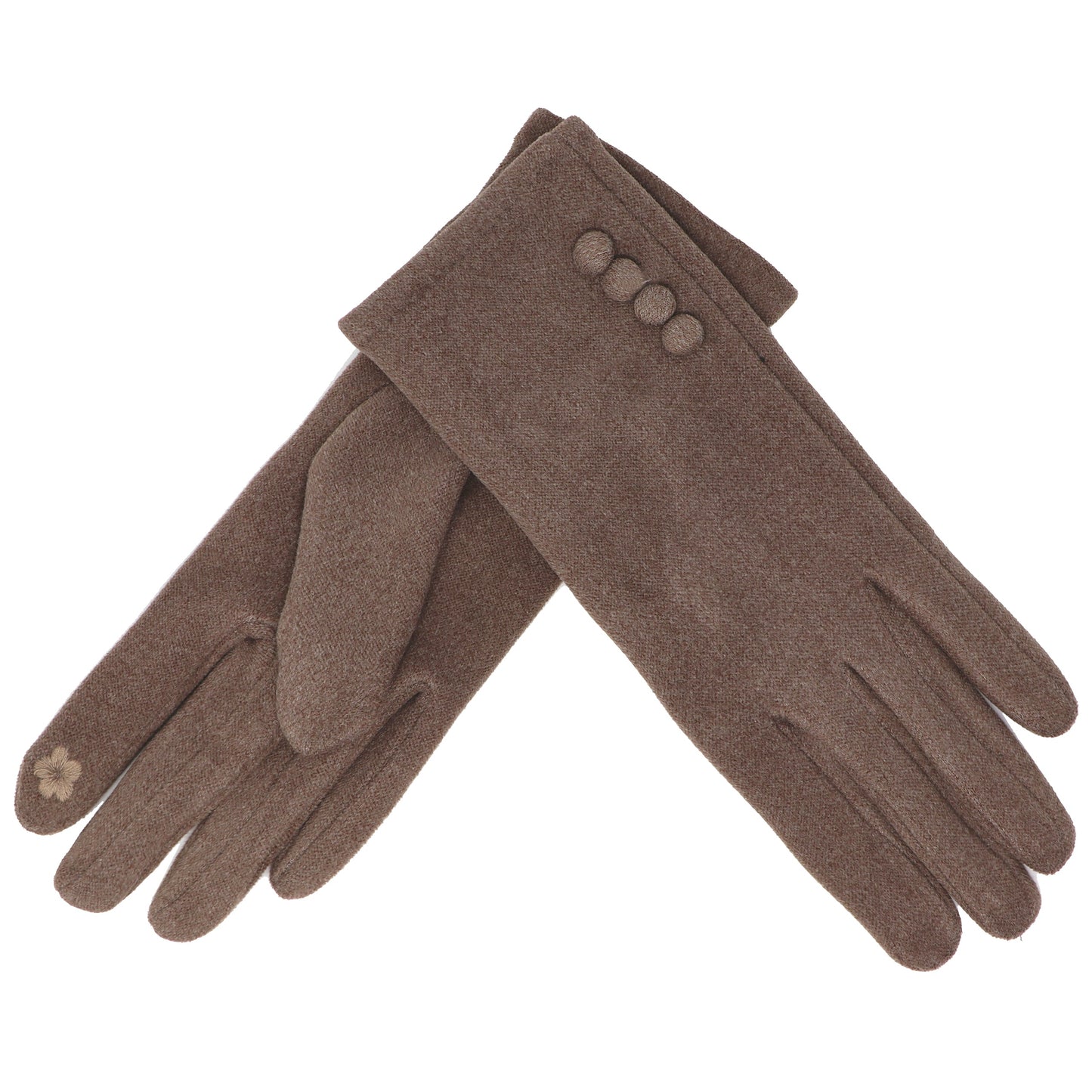 Four Button Touchscreen Plain Colour Gloves