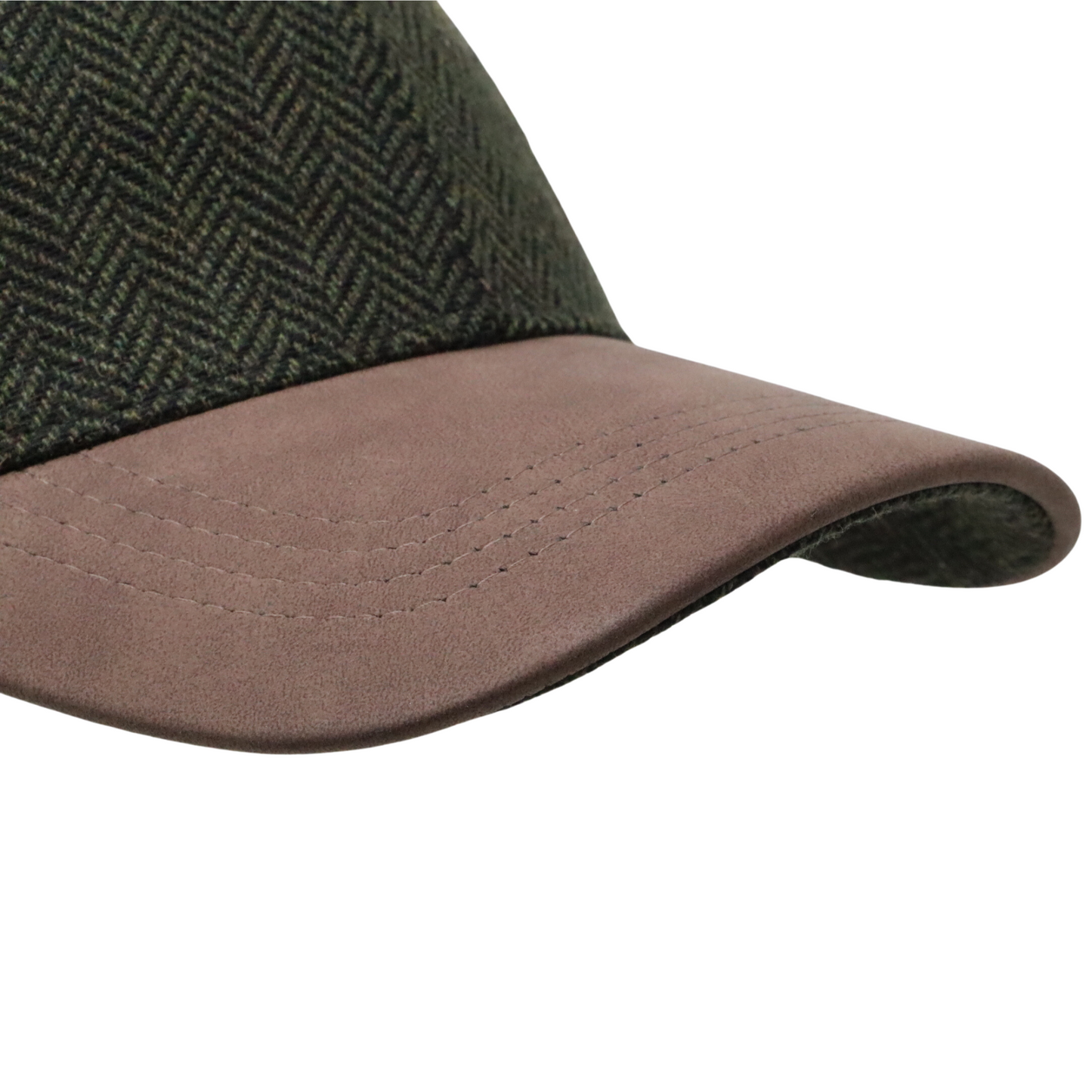 Herringbone Baseball Cap with Suede Peak