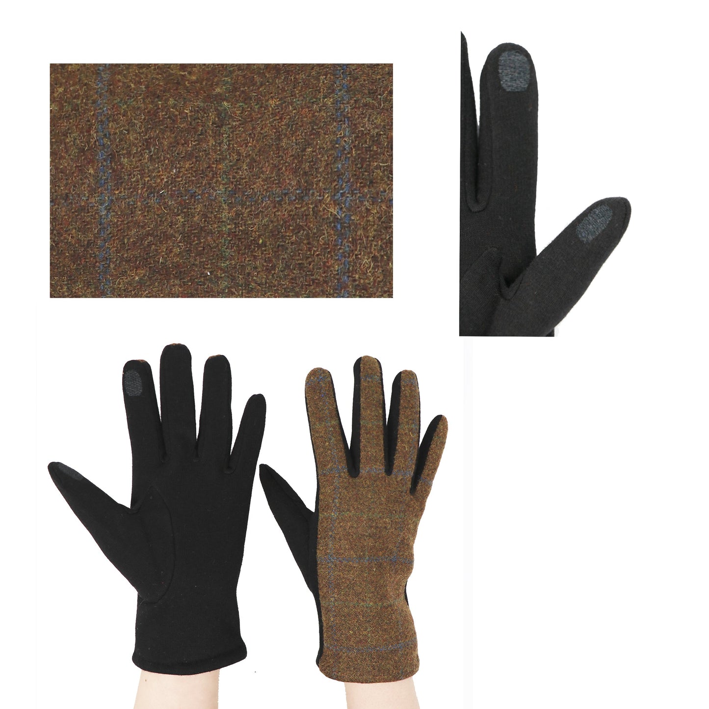 Gants tartan traditionnels pour hommes, taille unique, compatibles avec écran tactile