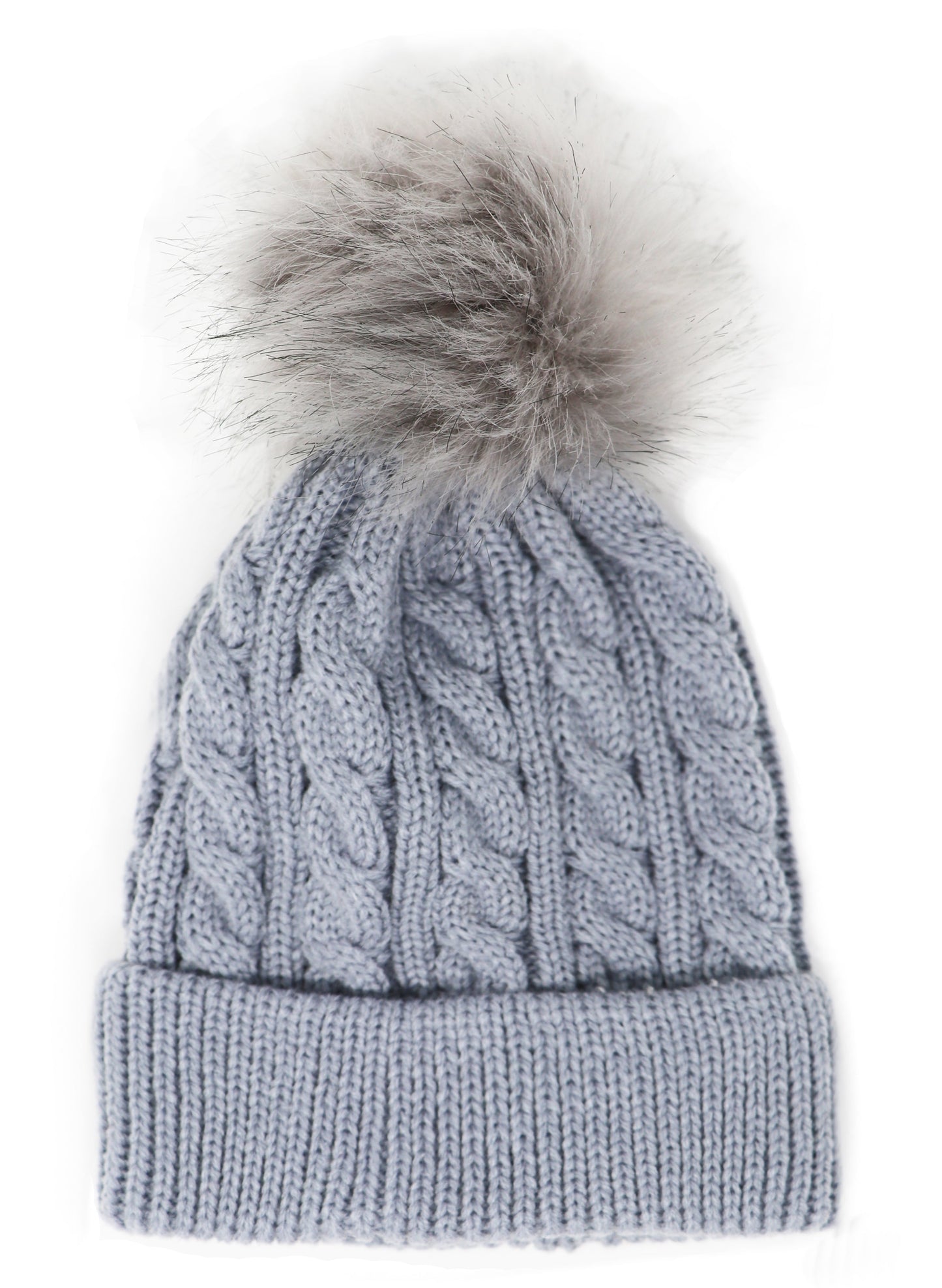 Kids Cable Knitted Pom Pom Hat