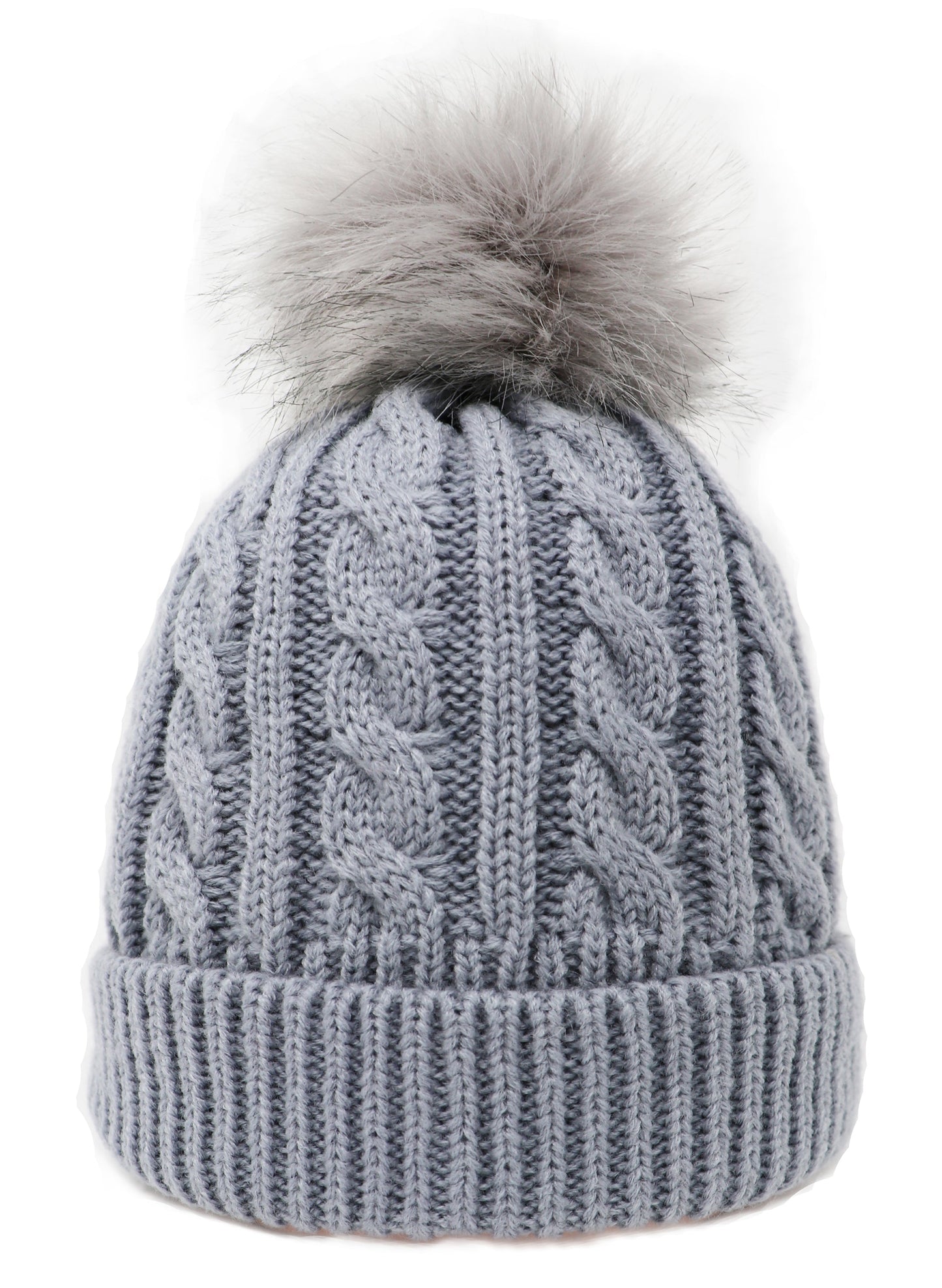 Kids Cable Knitted Pom Pom Hat