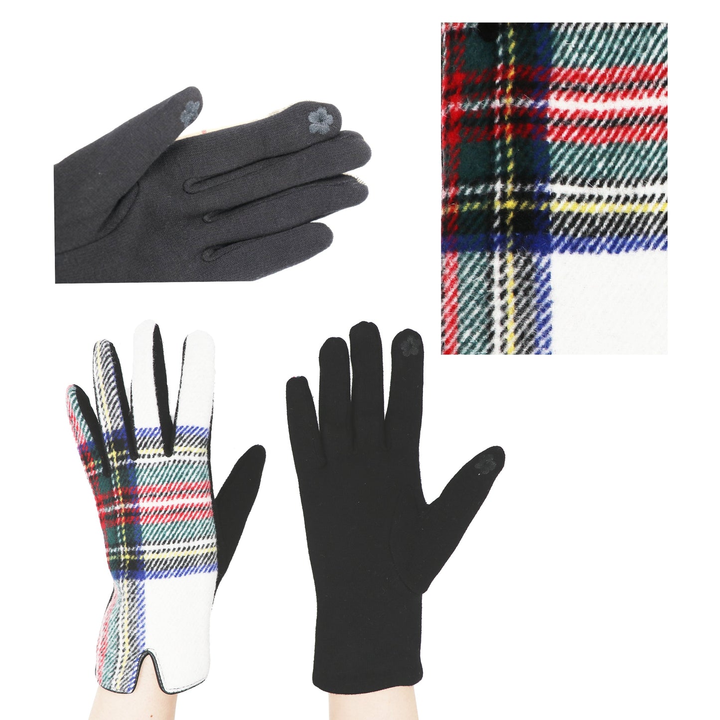 Traditional Ladies Tartan Gloves Touch Screen