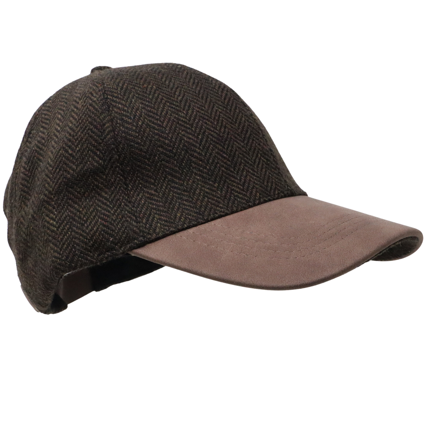 Herringbone Baseball Cap with Suede Peak