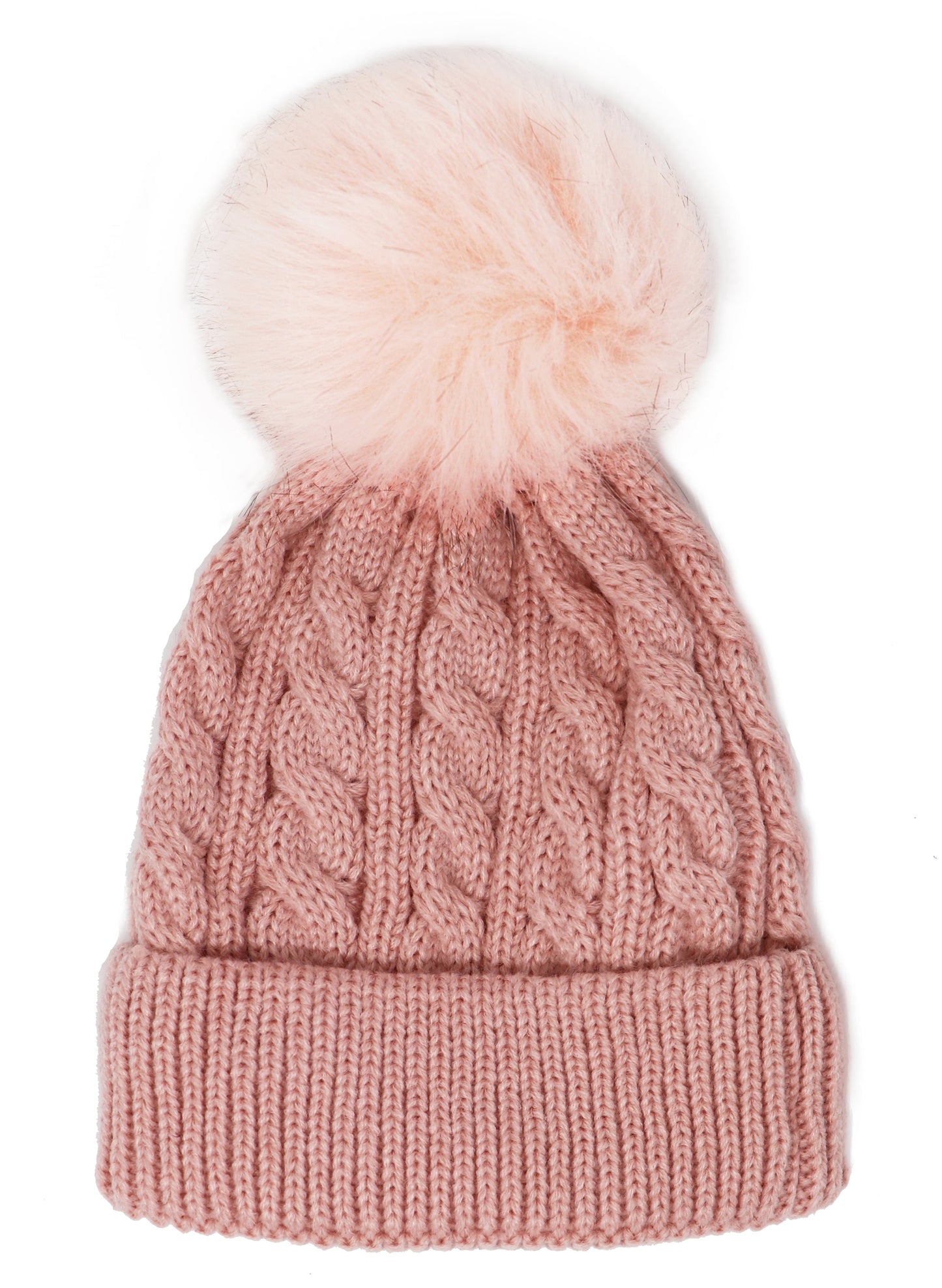 Kids Cable Knitted Pom Pom Hat