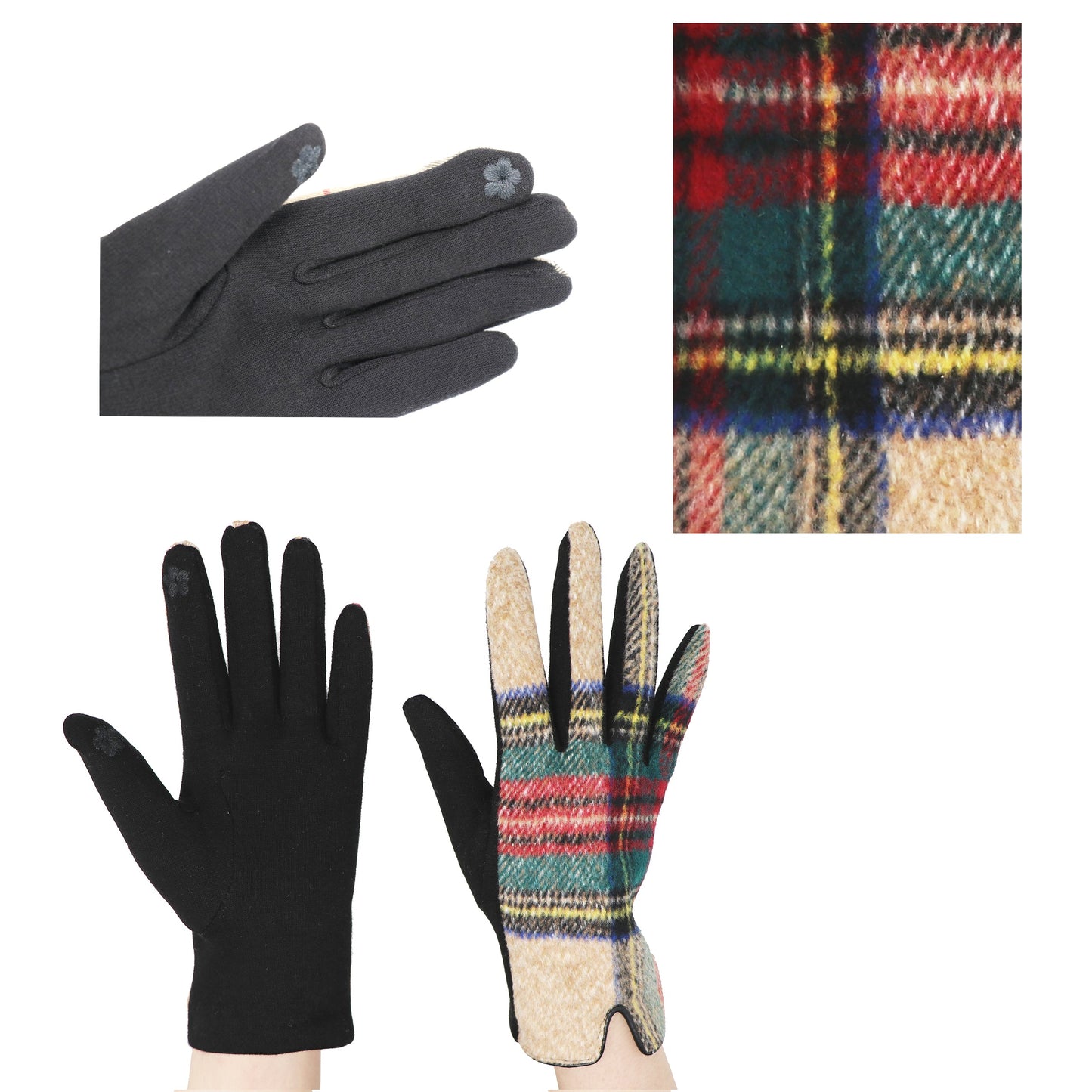 Traditional Ladies Tartan Gloves Touch Screen