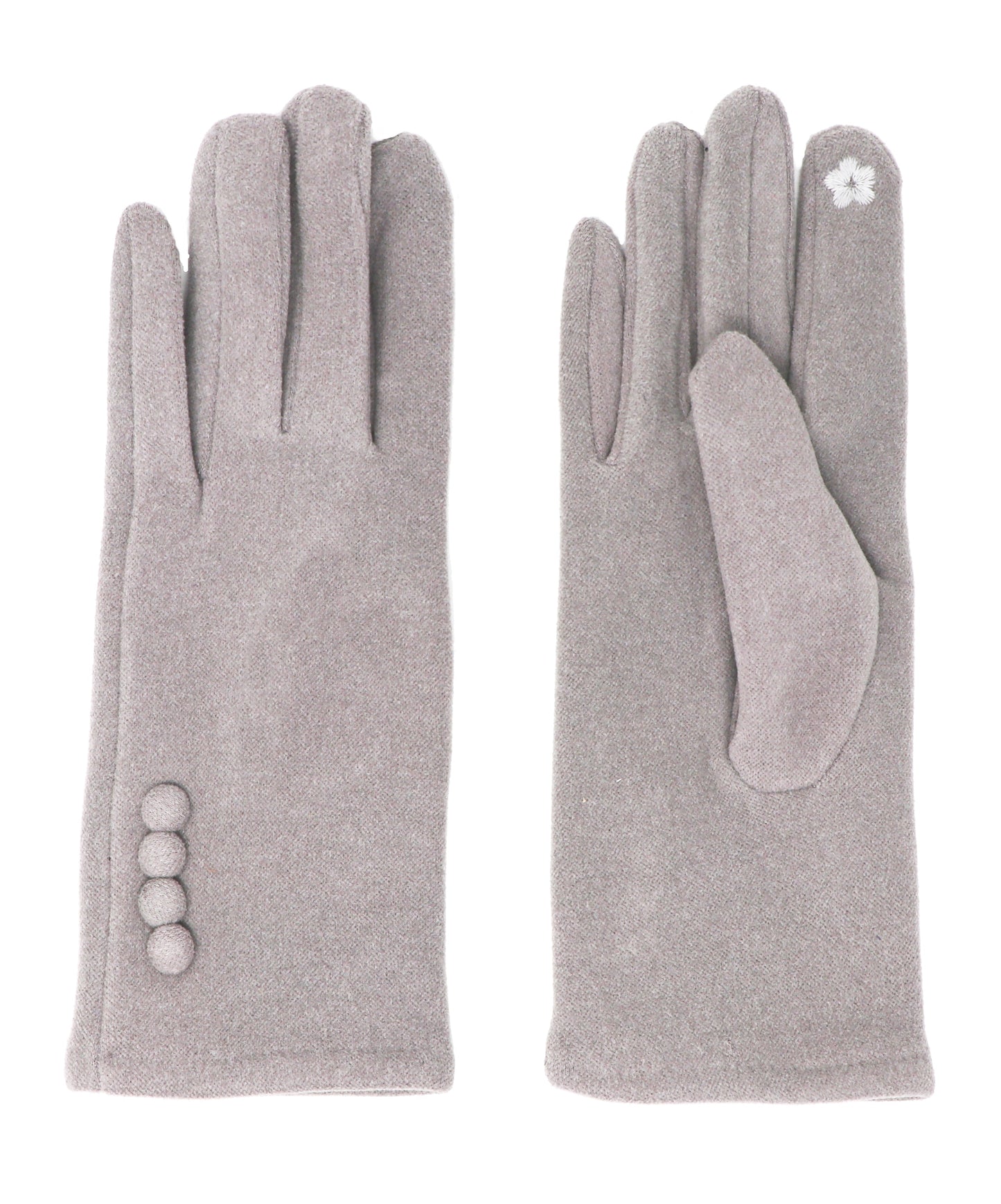 Four Button Touchscreen Plain Colour Gloves