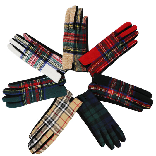 Traditional Ladies Tartan Gloves Touch Screen