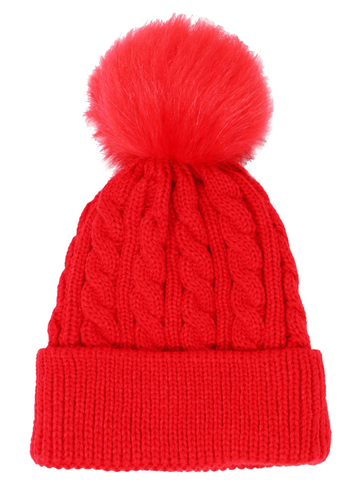 Kids Cable Knitted Pom Pom Hat