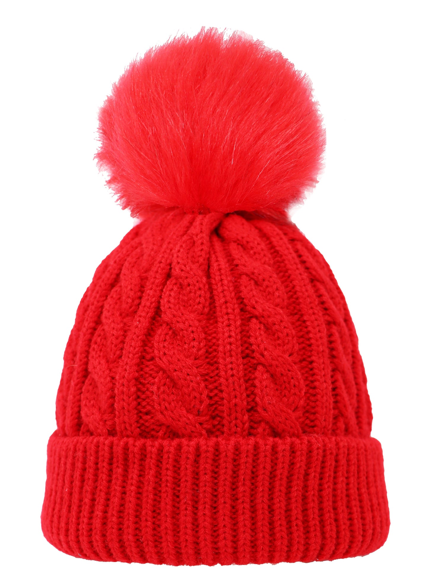 Kids Cable Knitted Pom Pom Hat