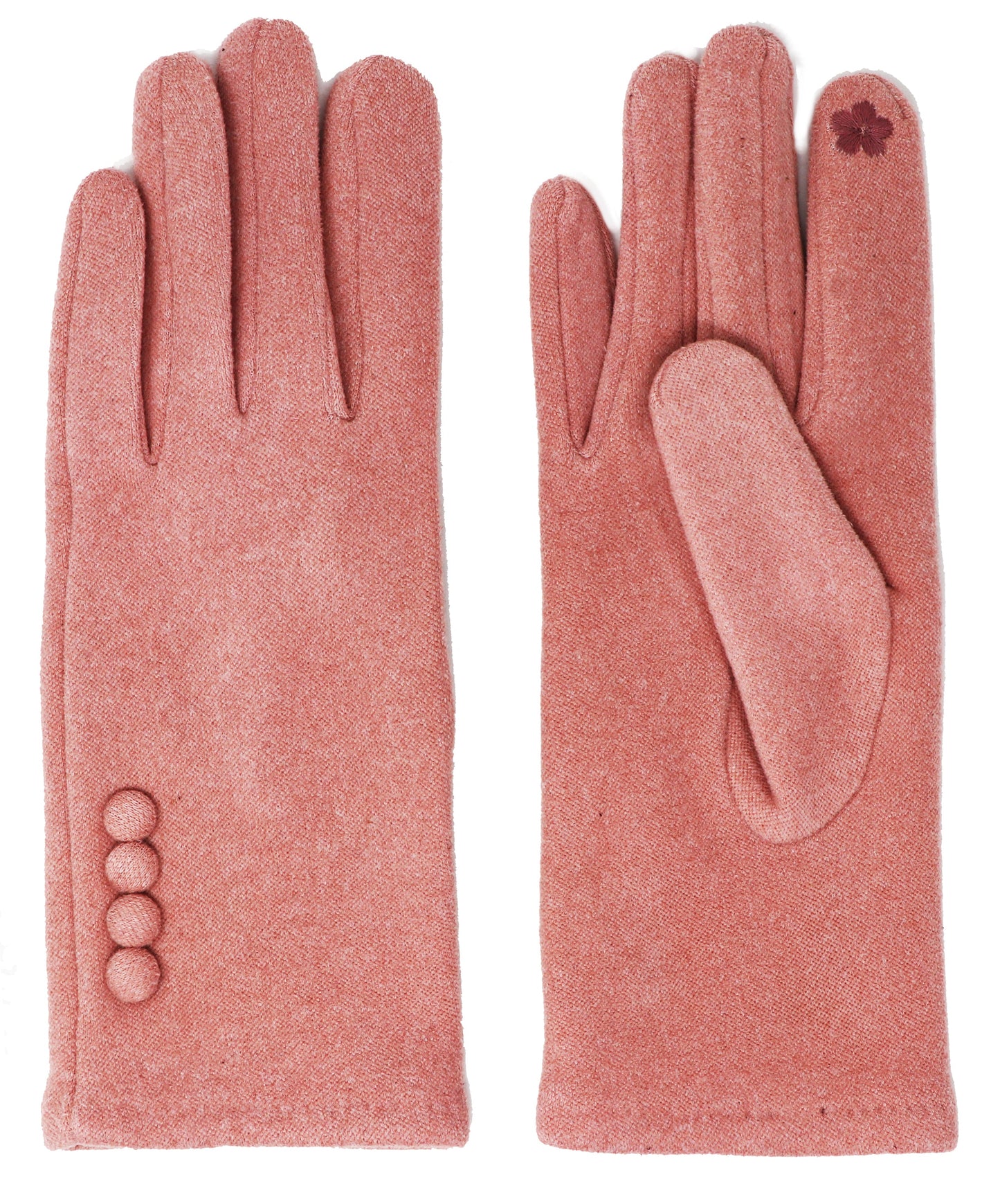 Four Button Touchscreen Plain Colour Gloves