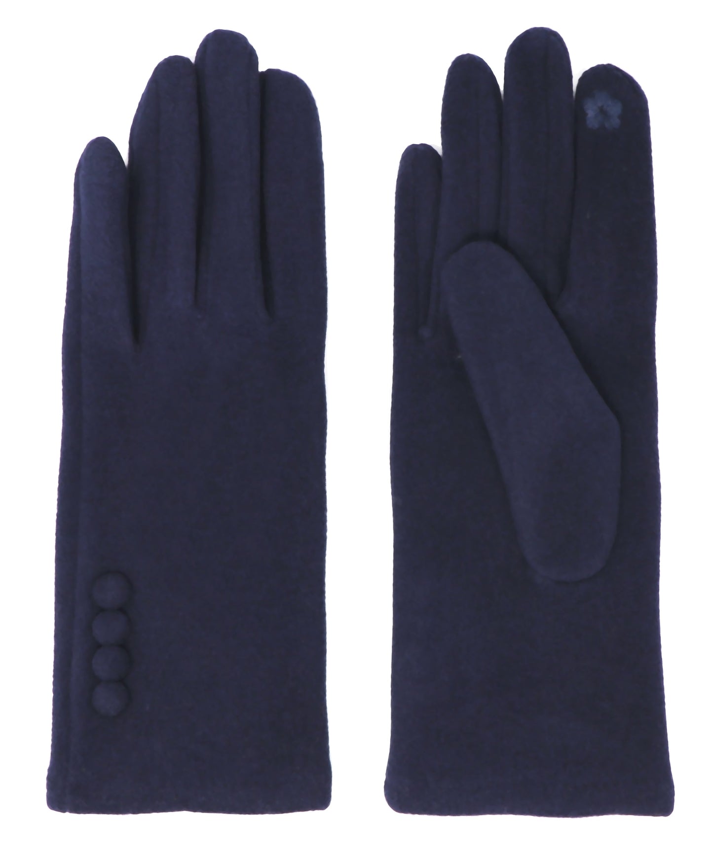 Four Button Touchscreen Plain Colour Gloves