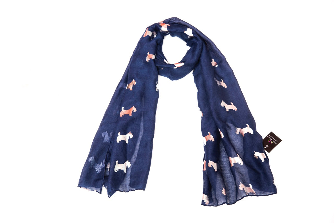 Lightweight Scotty Dog Foil Scarves