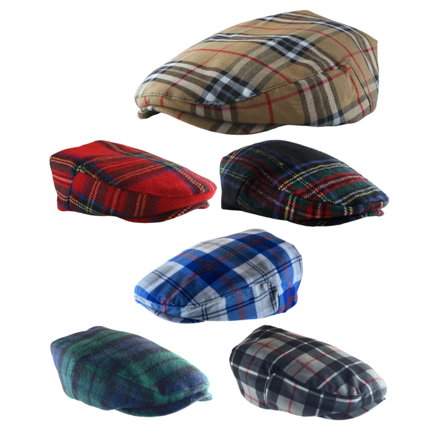 Casquette plate tartan pour hommes