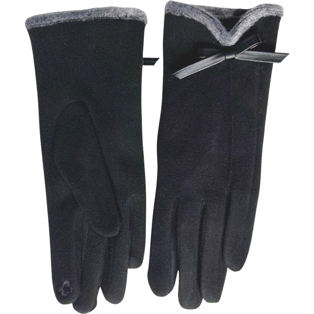 Faux-Fur Small Trim Gloves with Bowtie