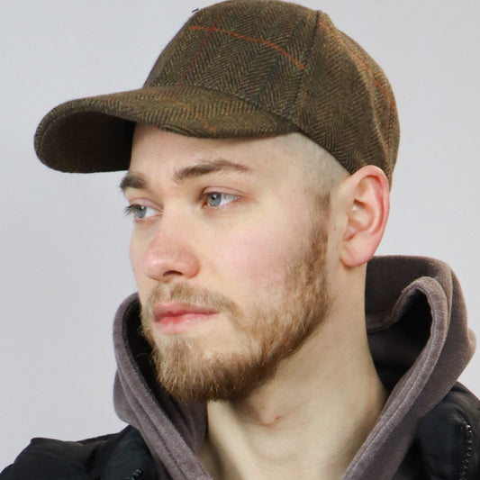 Herringbone Baseball Cap Adjustable with herringbone peak