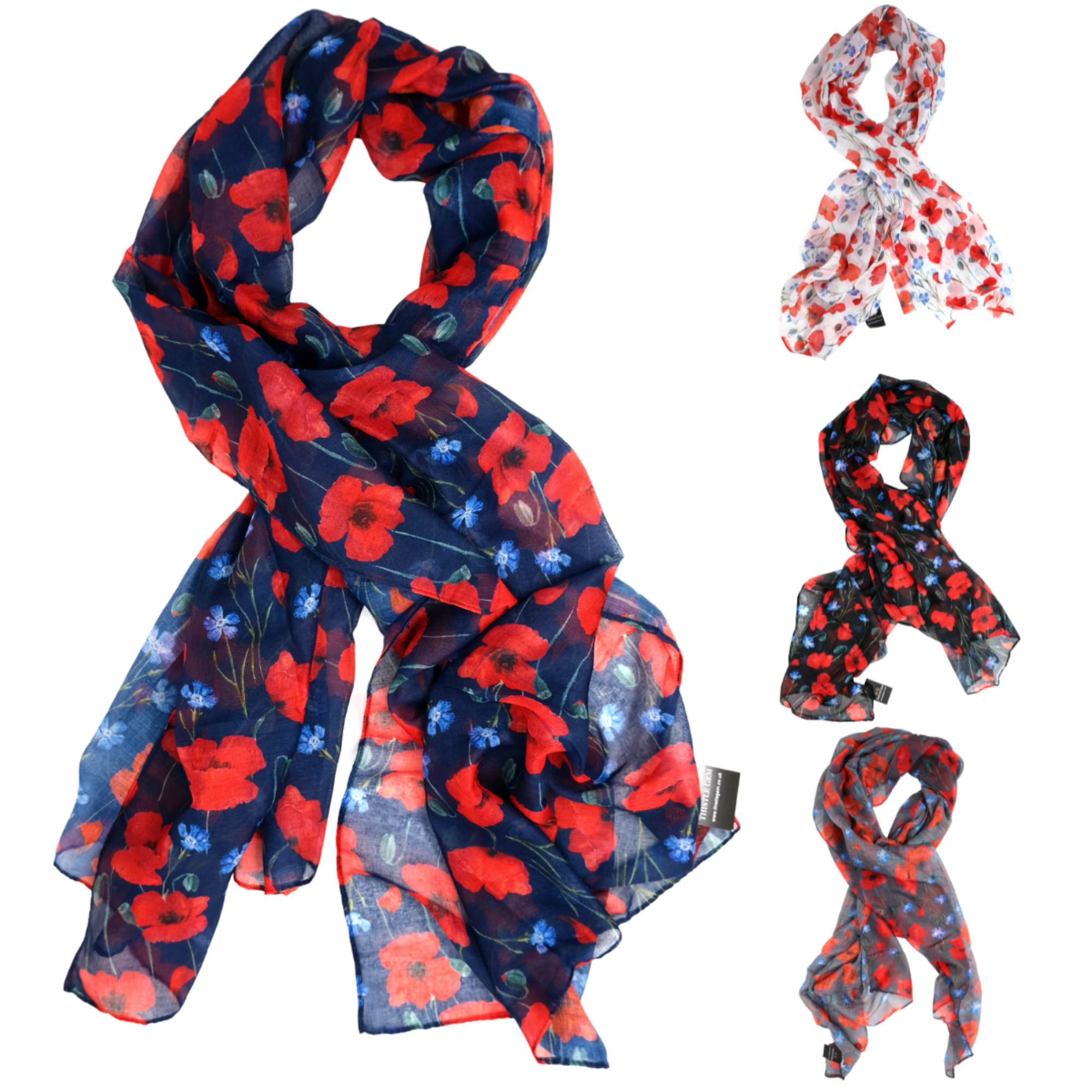 Lightweight All Seasons Floral Poppy Scarf (bestseller)