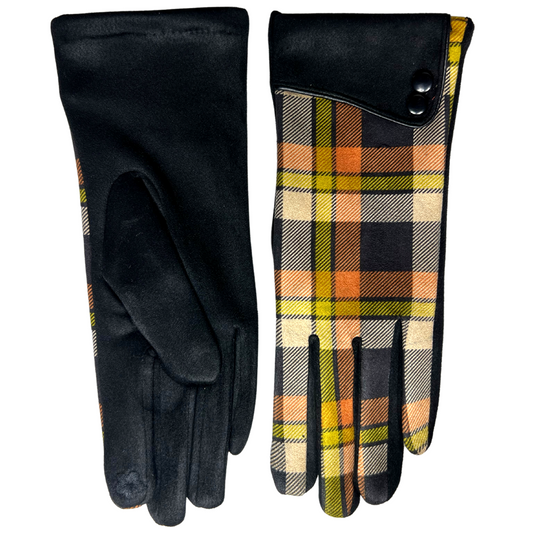 Gants pour dames tartan à manches doubles et boutons