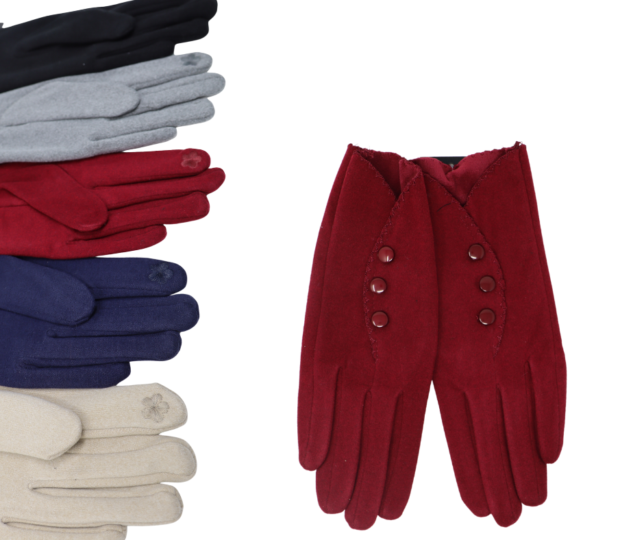 Faux-Sleeve Gloves Curved with Three Buttons