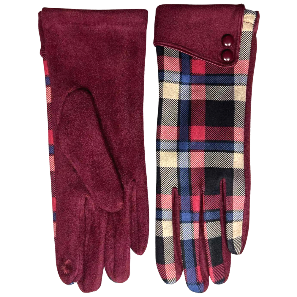 Ladies Glove Tartan Double Button Sleeve