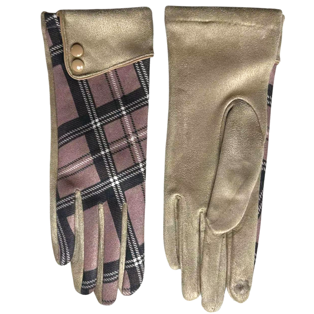 Ladies Glove Tartan Double Button Sleeve