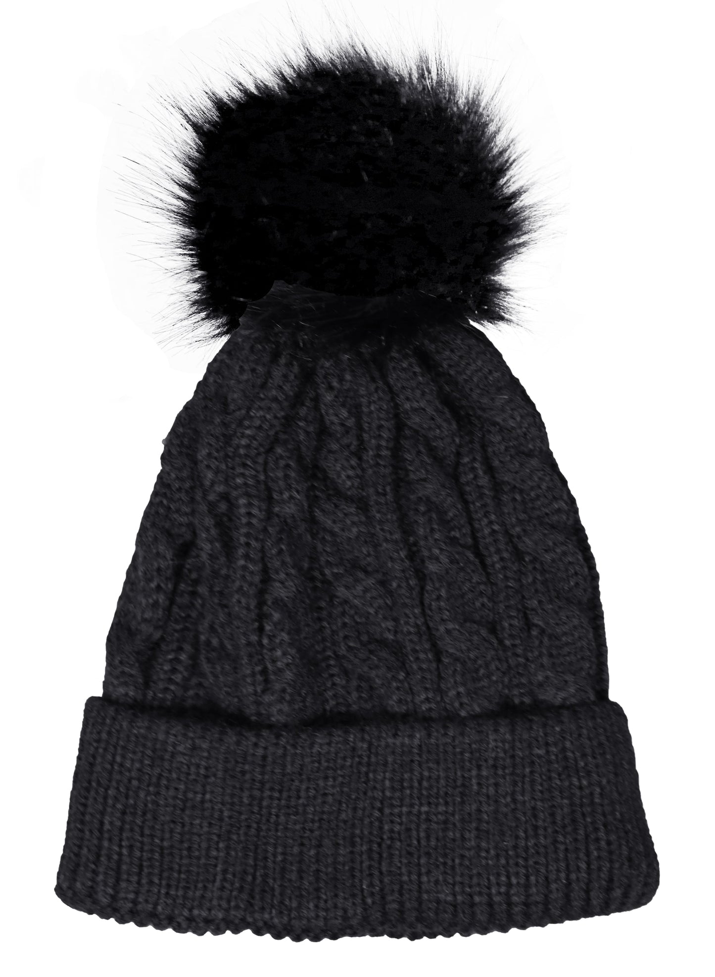 Kids Cable Knitted Pom Pom Hat